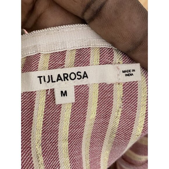 Tularosa Womens Drew Pink Gold Metallic Stripe Button Sleeveless Dress Medium - Picture 5 of 9